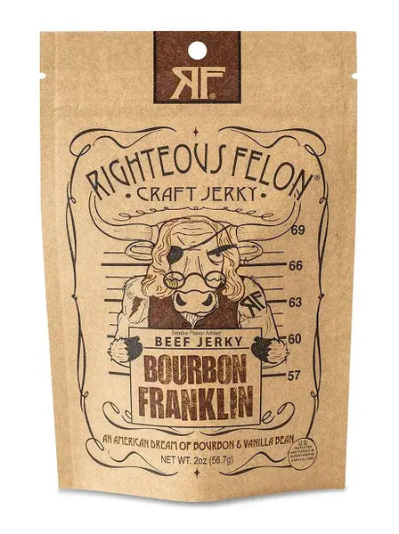 4-Pack of Bourbon Franklin Beef Jerky by RF 8oz Total Made in USA by RF