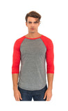 2-Pack Triblend Raglan Baseball Shirts Gray or Black Body Made in USA 20060