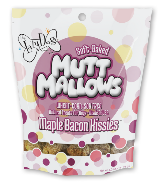 2-Pack Maple Bacon Kissies Mutt Mallow Soft Dog Treats by The Lazy Dog Made in USA