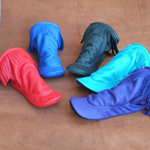 Children's Teepee Boots - Special Colors - Deerskin Fringe Item #350C-FR