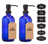 Cobalt Glass 16oz Bottle Soap and Lotion Dispenser: Black / One Pack