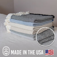 100% Cotton Patterned Throw Blankets – 58″ x 62″: Black Diamond