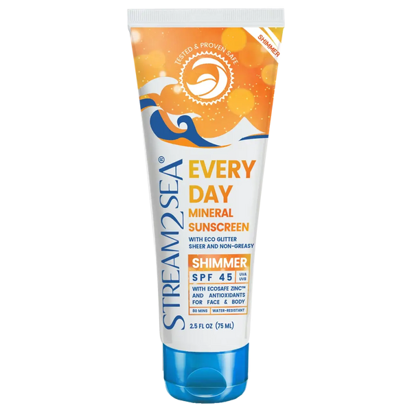 Clearance: Every Day Shimmer Mineral Sunscreen 2.5 oz. SPF 45. Made in USA