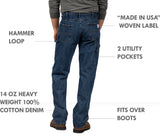 2-Pack Dark Stone Washed Work Carpenter Dungaree Jeans by ROUND HOUSE® Made in USA #1010 (Copy)