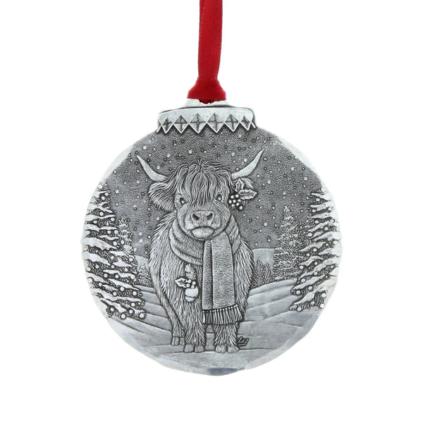 New: 2-Pack Holiday Highland Cow OrnamentOrnament - Checking it Twice