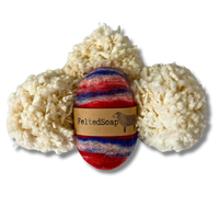 2-Pack Felted Soap AMERICANA Blended with Red White & Blue Made in USA