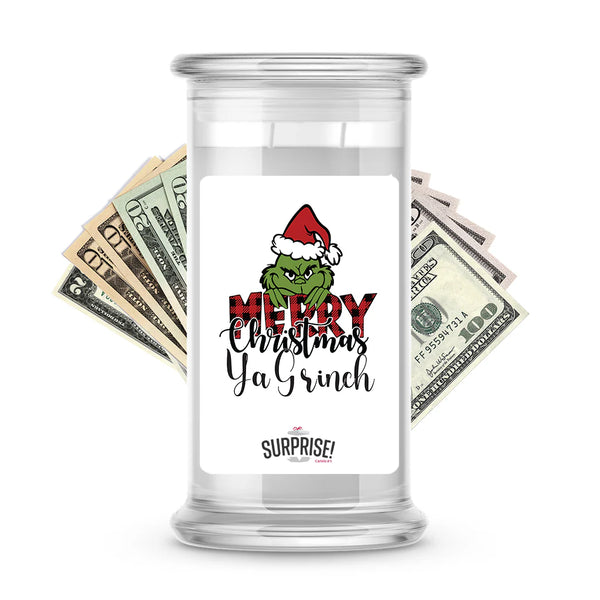 Merry Christmas Ya Grinch Cash Money Candle Made in USA