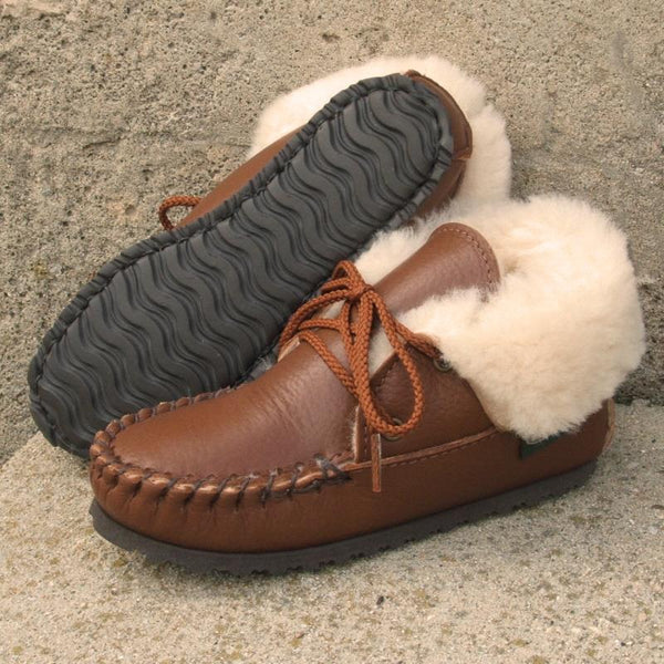 Children's 2-Eyelet Sheepskin Slippers #3310-CFS Made in USA