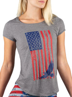 Sale: Women's Freedom tee American Flag T-shirt by WSI  Made in USA 651SCTP