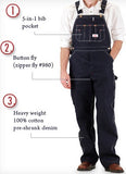 No Longer Made, Very Limited Inventory, Men’s Classic Blue Button Fly Overall #966 by ROUND HOUSE® Made in USA