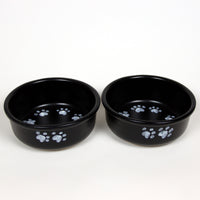 NEW! ROUND PRINTS SMALL SNOWY PAWS PET DISH SET by Emerson Creek Pottery Made in USA Set, Small Pet2695R