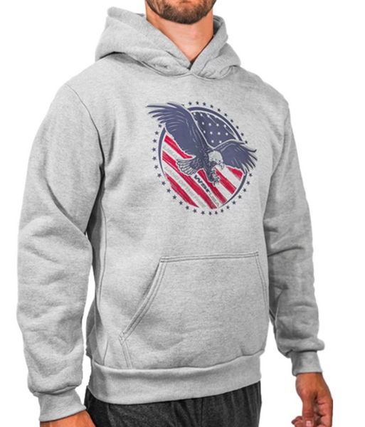 NEW! Land of Free Softtech Lightweight Fleece Hoodie by WSI  Made in USA 672BLHL3X