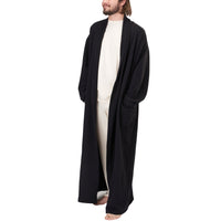 Clearance: Organic Black Fleece Full-Length Bath Robe Made in USA (Out of S and XL)