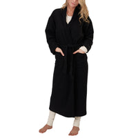 Clearance: Organic Black Fleece Full-Length Bath Robe Made in USA (Out of S and XL)