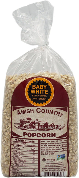 2-Pack 2lb Bag of Baby Amish White Popcorn Made in USA