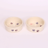 NEW! WALKING PAWS SMALL PINK PET DISH SET by Emerson Creek Pottery Made in USA Set, Small Pet2746