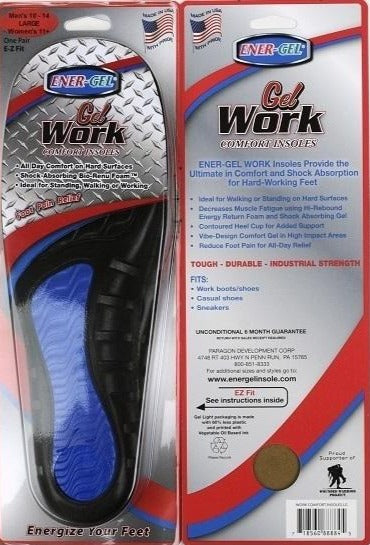 Back in Stock: Ener-Gel Gel Work Comfort Insoles Made in USA by Paragon